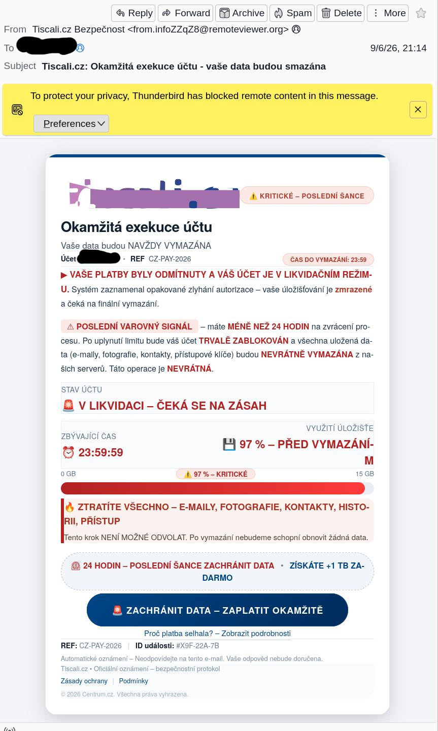 tiscali spam